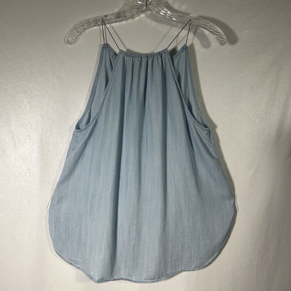 Rails Liv Light Vintage Wash Chambray Sleeveless Halter Tank Top Sz M Boho Y2K - Picture 4 of 16